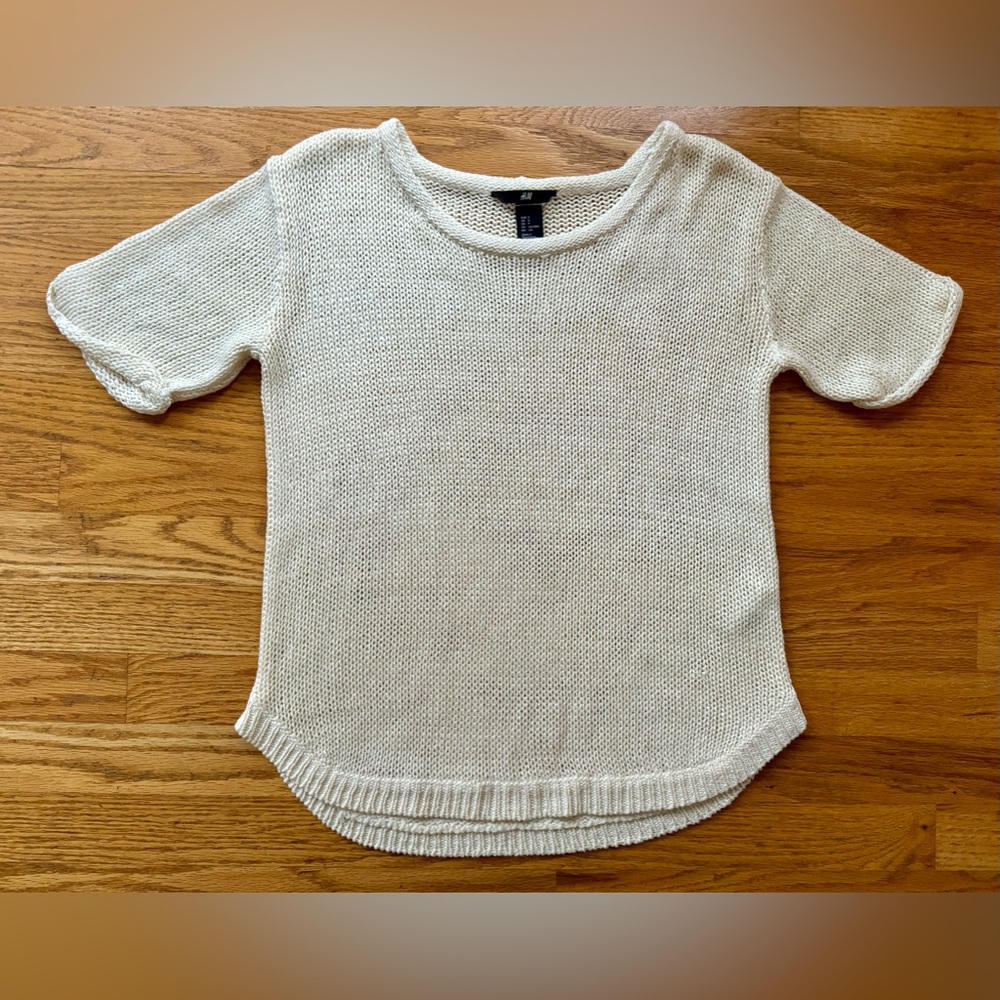 H&M Knit Cream Short Sleeved Top